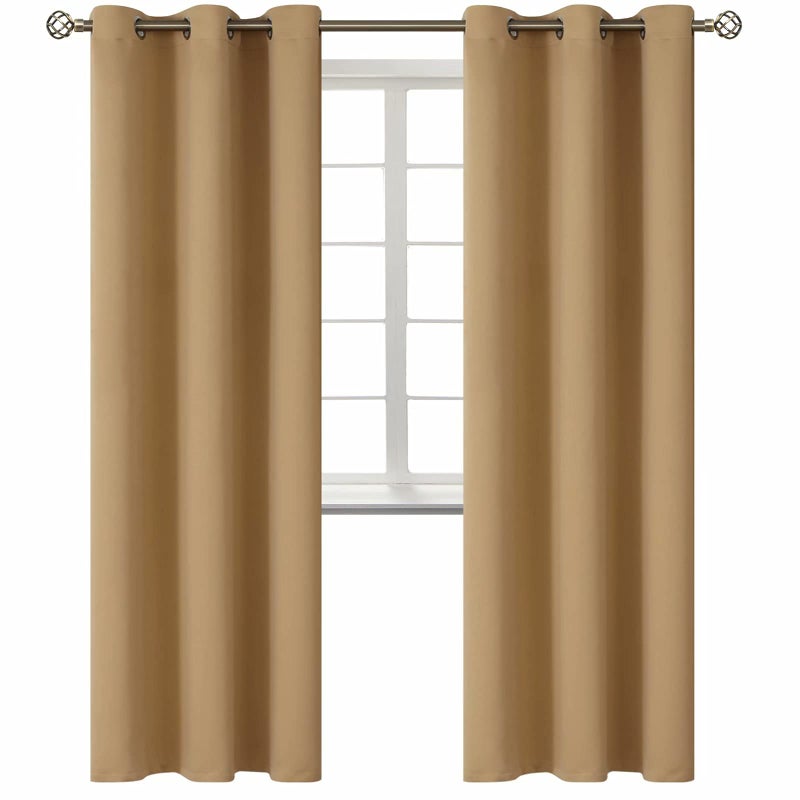 BGment Blackout Curtains for Living Room - Grommet Thermal Insulated Room Darkening Curtains for Bedroom, 2 Panels of 42 x 84 Inch, Khaki - Image 1